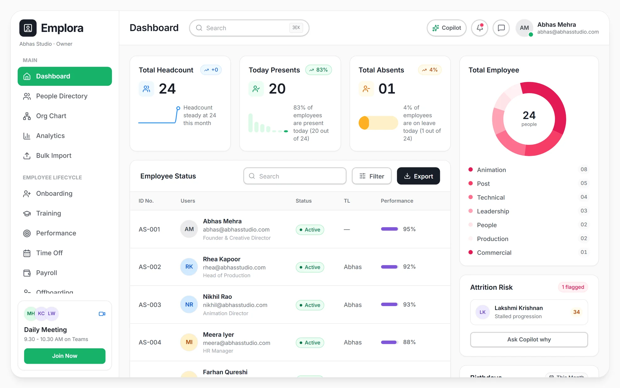 Emplora — AI-native HRMS web platform