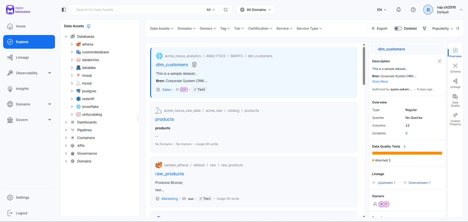 OpenMetadata — Screen 2