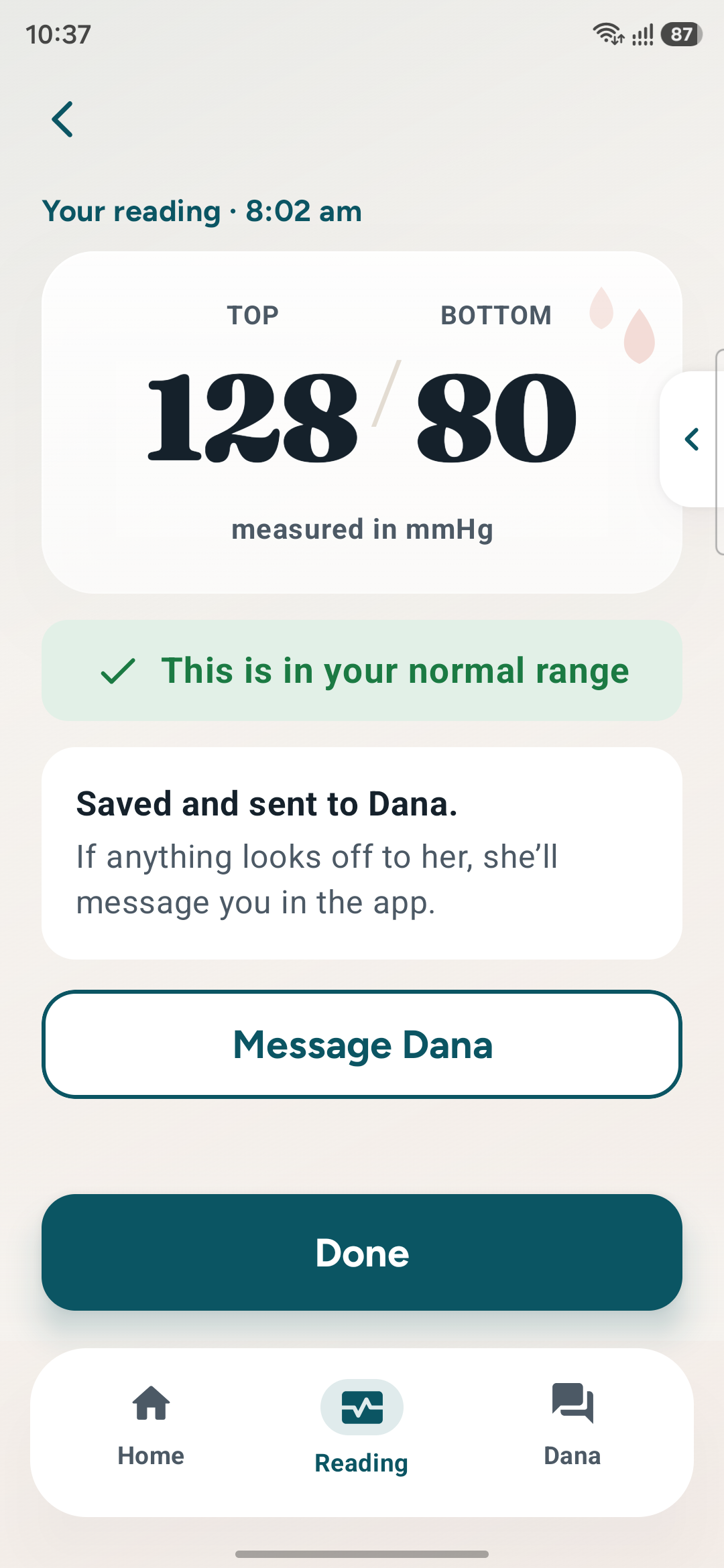 Result screen