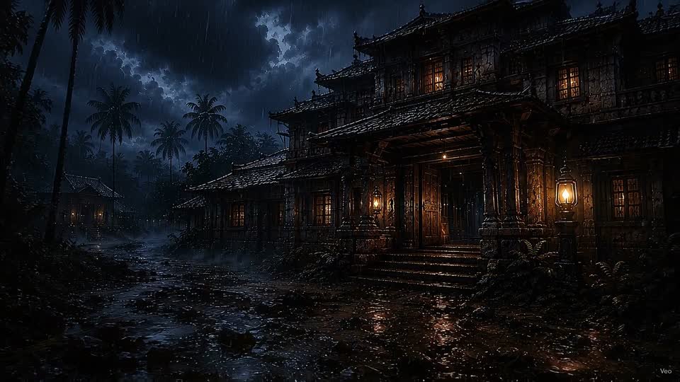 तात्या विंचू — the wada at night, lanterns burning through monsoon rain