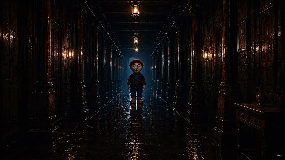 Chapter 05 — a figure standing at the far end of the corridor